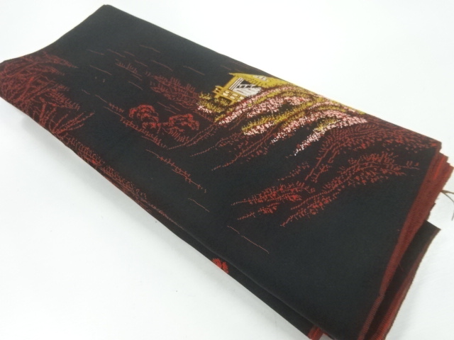 アンティーク　風景模様織出し着物洗い張り